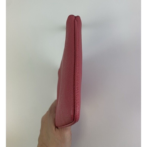 Coach Large Wristlet Crossgrain Leather F57465 Melon Pink Zip Credit Card Slot - Picture 3 of 11